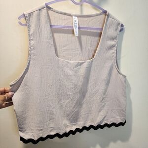 B Cream Sleeveless Top with Black Trim Size XL